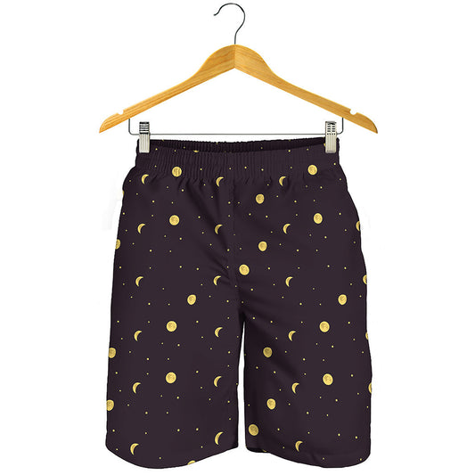 Moon Phase And Stars Pattern Print Men's Shorts