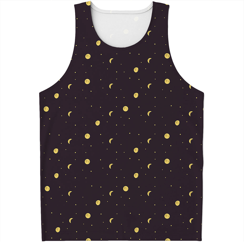 Moon Phase And Stars Pattern Print Men's Tank Top