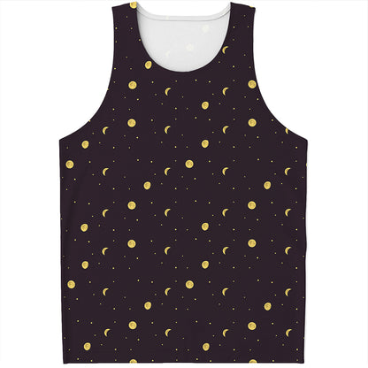Moon Phase And Stars Pattern Print Men's Tank Top
