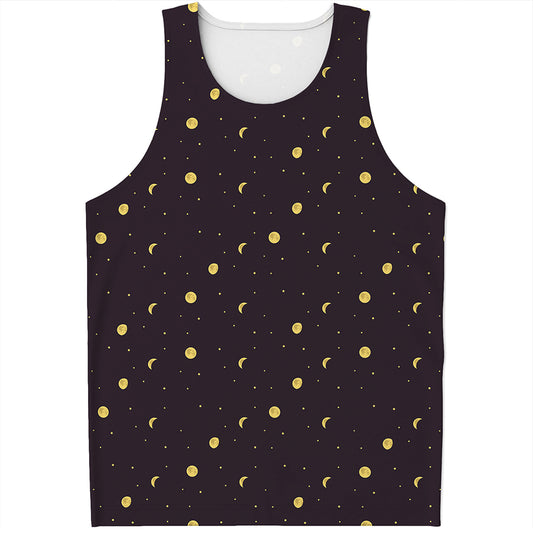 Moon Phase And Stars Pattern Print Men's Tank Top