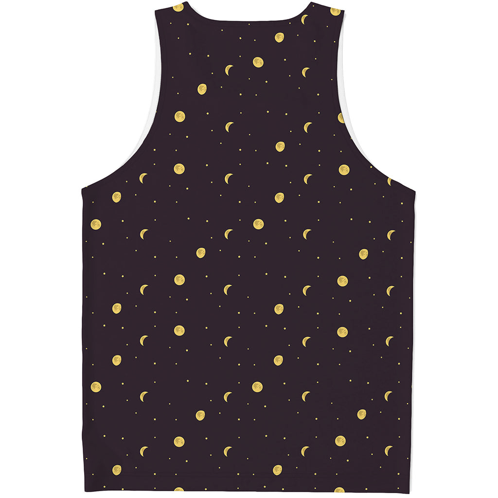 Moon Phase And Stars Pattern Print Men's Tank Top
