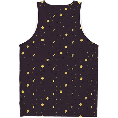 Moon Phase And Stars Pattern Print Men's Tank Top