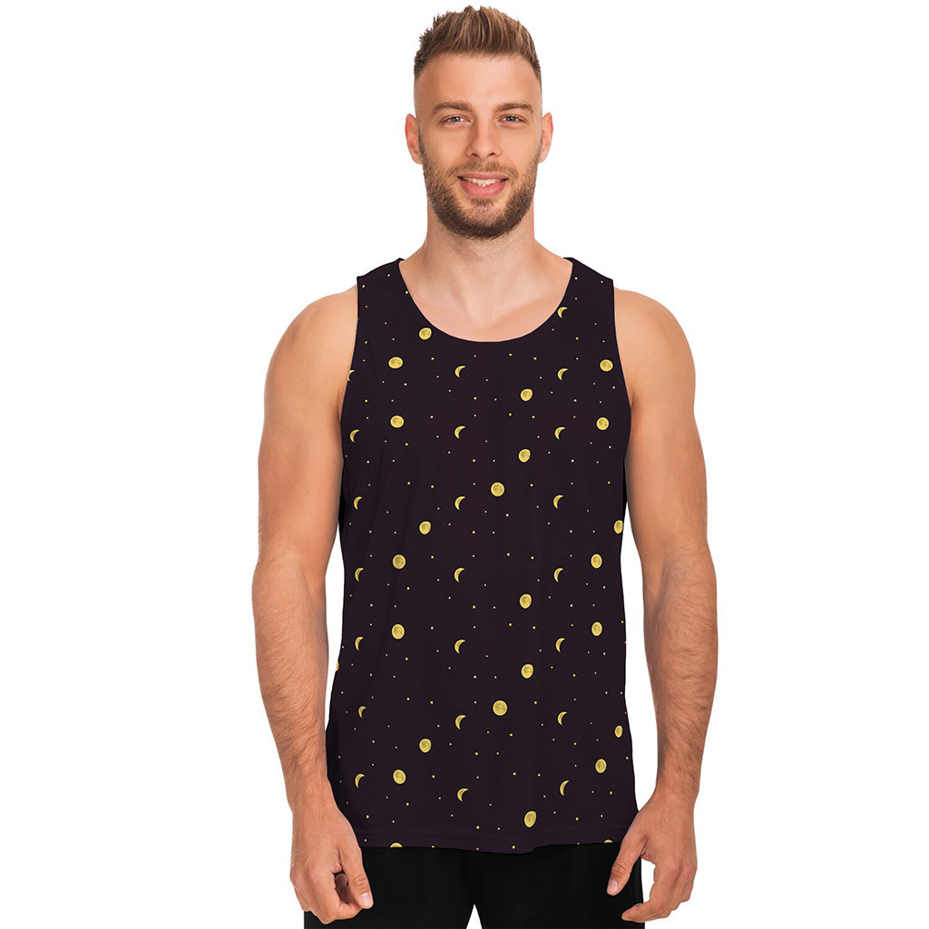 Moon Phase And Stars Pattern Print Men's Tank Top