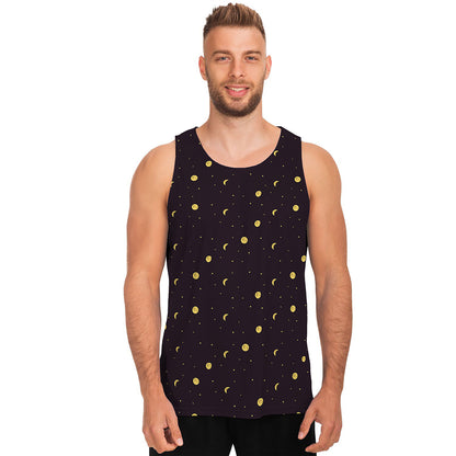 Moon Phase And Stars Pattern Print Men's Tank Top