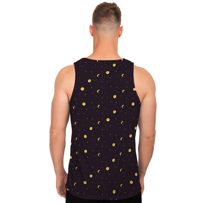 Moon Phase And Stars Pattern Print Men's Tank Top