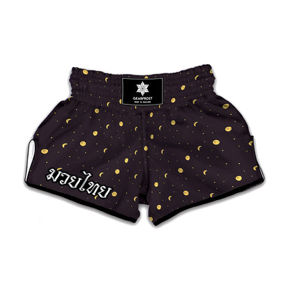 Moon Phase And Stars Pattern Print Muay Thai Boxing Shorts