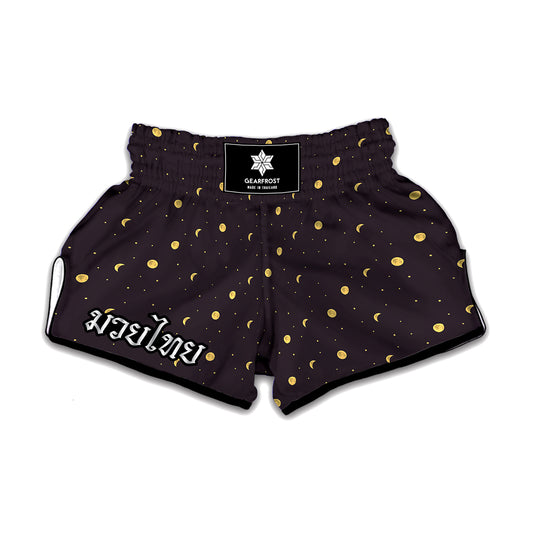 Moon Phase And Stars Pattern Print Muay Thai Boxing Shorts