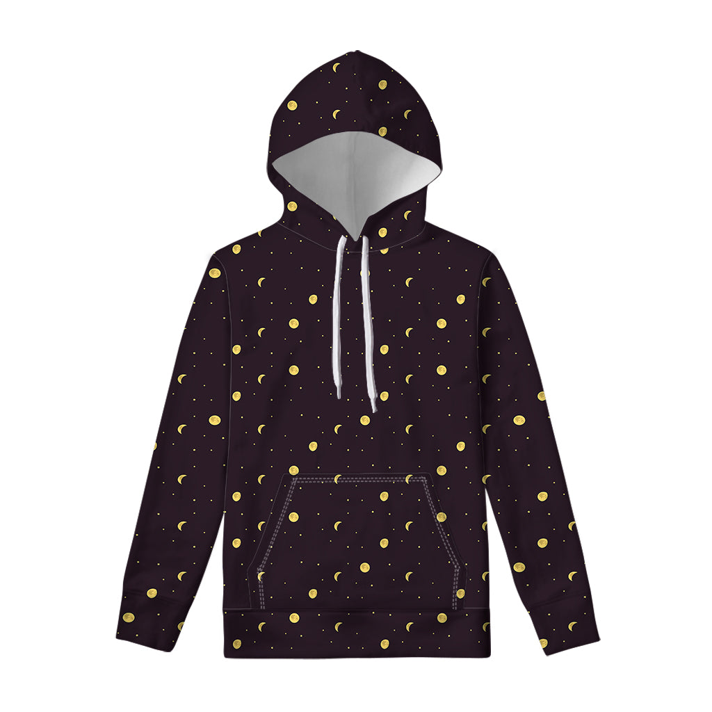 Moon Phase And Stars Pattern Print Pullover Hoodie