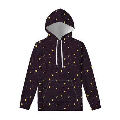 Moon Phase And Stars Pattern Print Pullover Hoodie