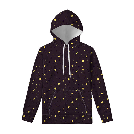 Moon Phase And Stars Pattern Print Pullover Hoodie