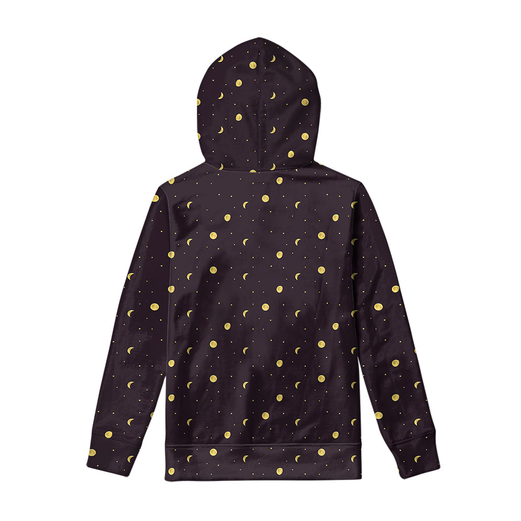 Moon Phase And Stars Pattern Print Pullover Hoodie