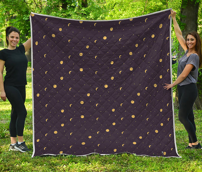 Moon Phase And Stars Pattern Print Quilt
