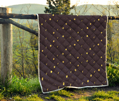 Moon Phase And Stars Pattern Print Quilt