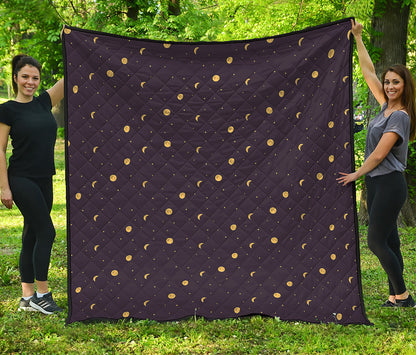 Moon Phase And Stars Pattern Print Quilt