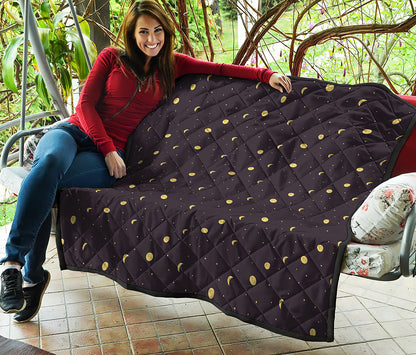 Moon Phase And Stars Pattern Print Quilt