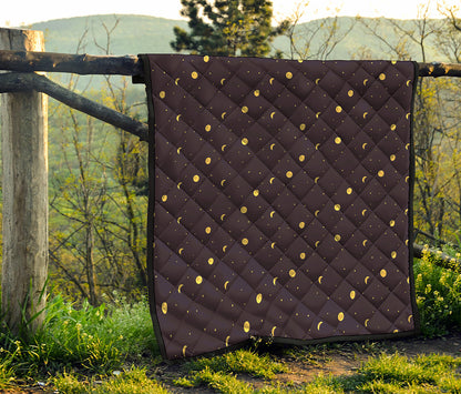 Moon Phase And Stars Pattern Print Quilt