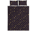 Moon Phase And Stars Pattern Print Quilt Bed Set