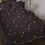 Moon Phase And Stars Pattern Print Quilt Bed Set