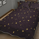 Moon Phase And Stars Pattern Print Quilt Bed Set