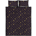 Moon Phase And Stars Pattern Print Quilt Bed Set