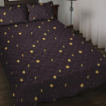 Moon Phase And Stars Pattern Print Quilt Bed Set