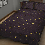 Moon Phase And Stars Pattern Print Quilt Bed Set