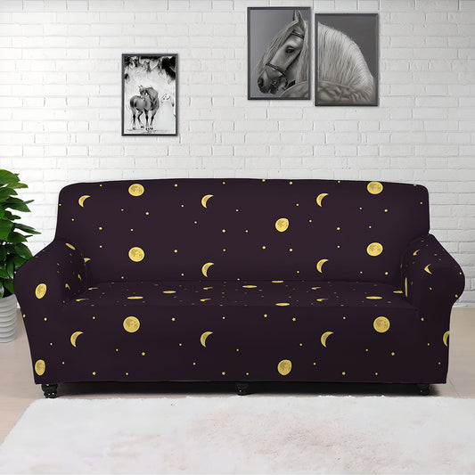 Moon Phase And Stars Pattern Print Sofa Cover