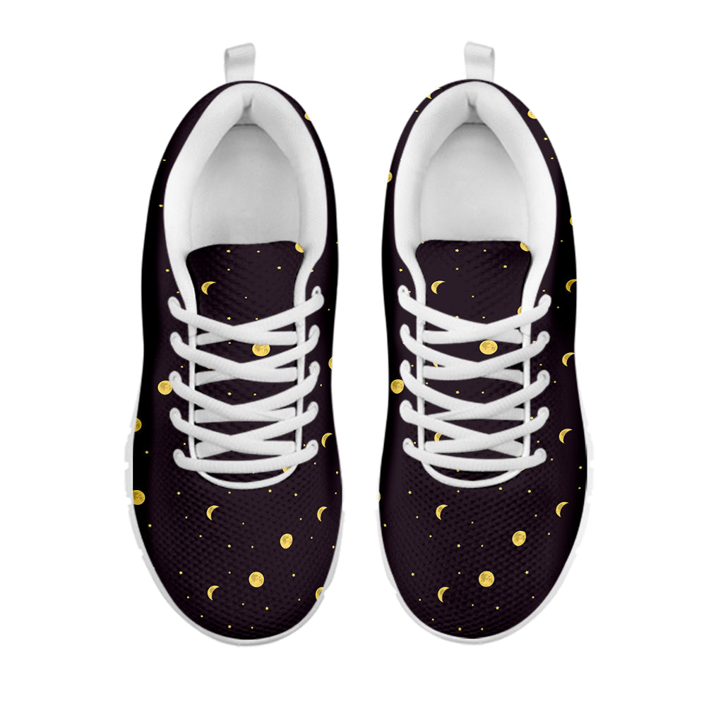Moon Phase And Stars Pattern Print White Sneakers