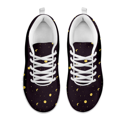 Moon Phase And Stars Pattern Print White Sneakers