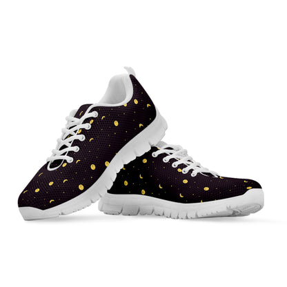 Moon Phase And Stars Pattern Print White Sneakers