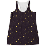 Moon Phase And Stars Pattern Print Women's Racerback Tank Top