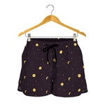 Moon Phase And Stars Pattern Print Women's Shorts