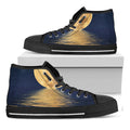 Moonlight On The Sea Print Black High Top Sneakers