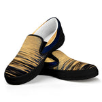 Moonlight On The Sea Print Black Slip On Shoes