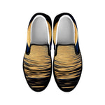 Moonlight On The Sea Print Black Slip On Shoes