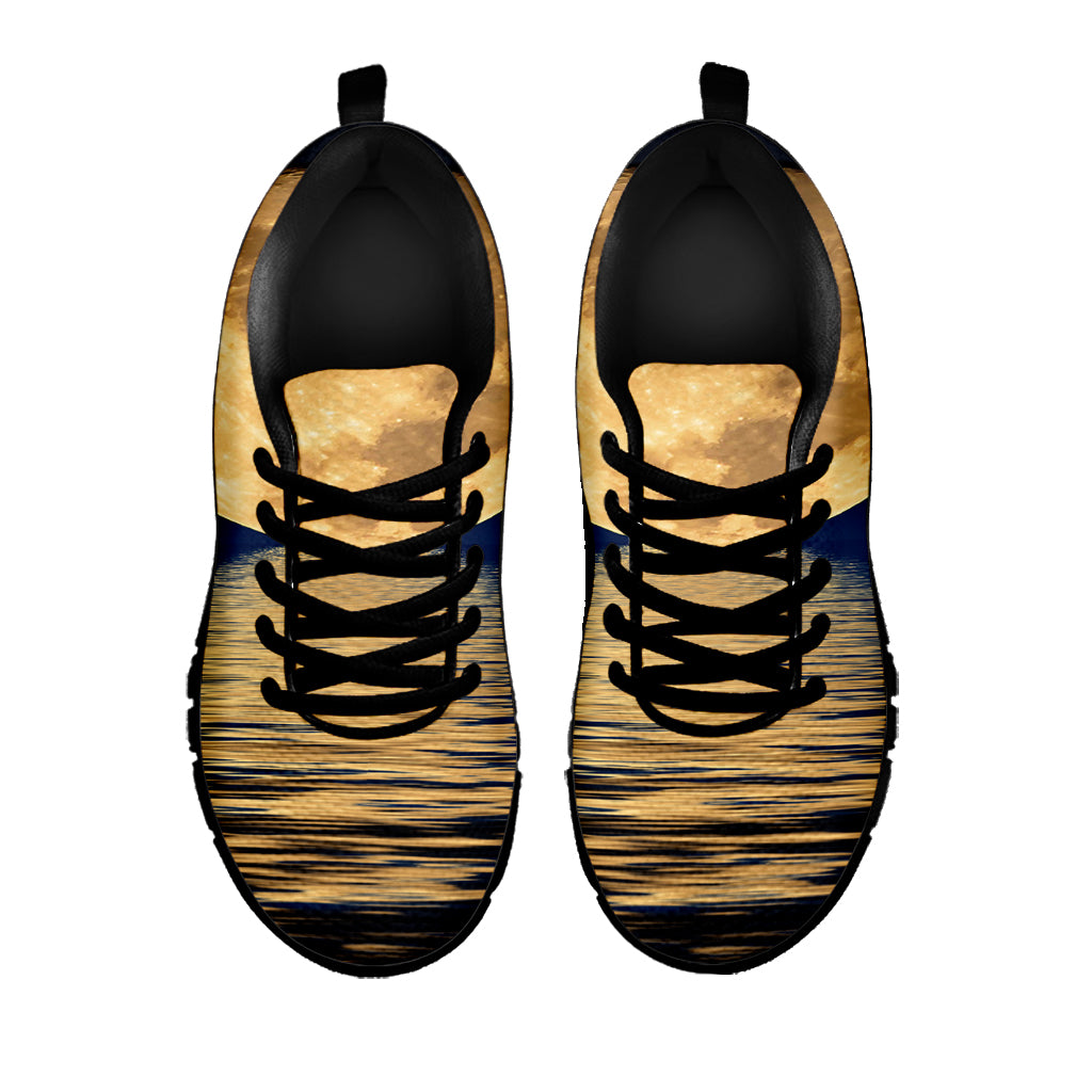 Moonlight On The Sea Print Black Sneakers