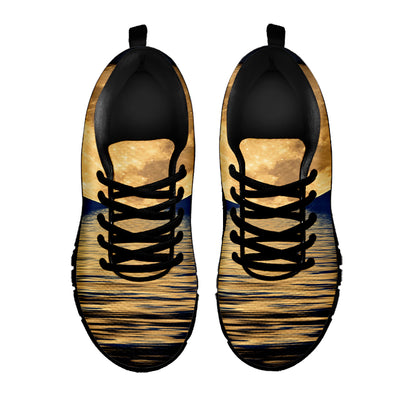 Moonlight On The Sea Print Black Sneakers