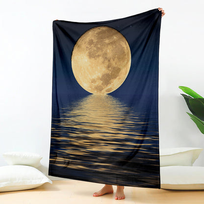 Moonlight On The Sea Print Blanket