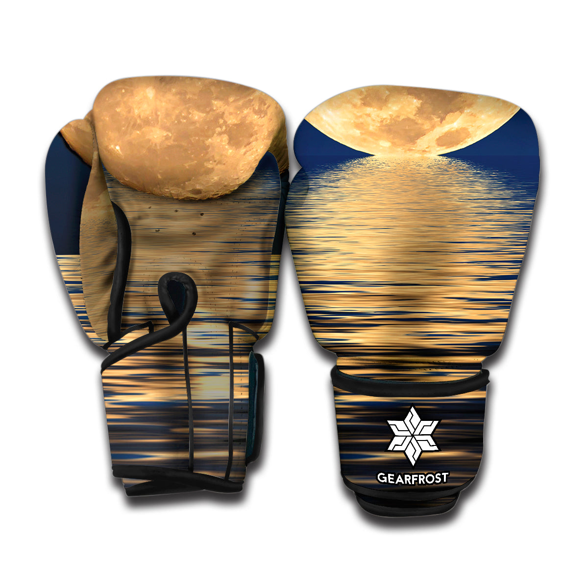 Moonlight On The Sea Print Boxing Gloves