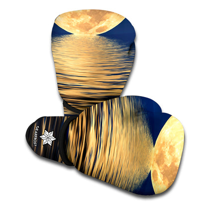Moonlight On The Sea Print Boxing Gloves