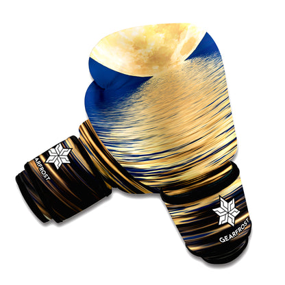Moonlight On The Sea Print Boxing Gloves
