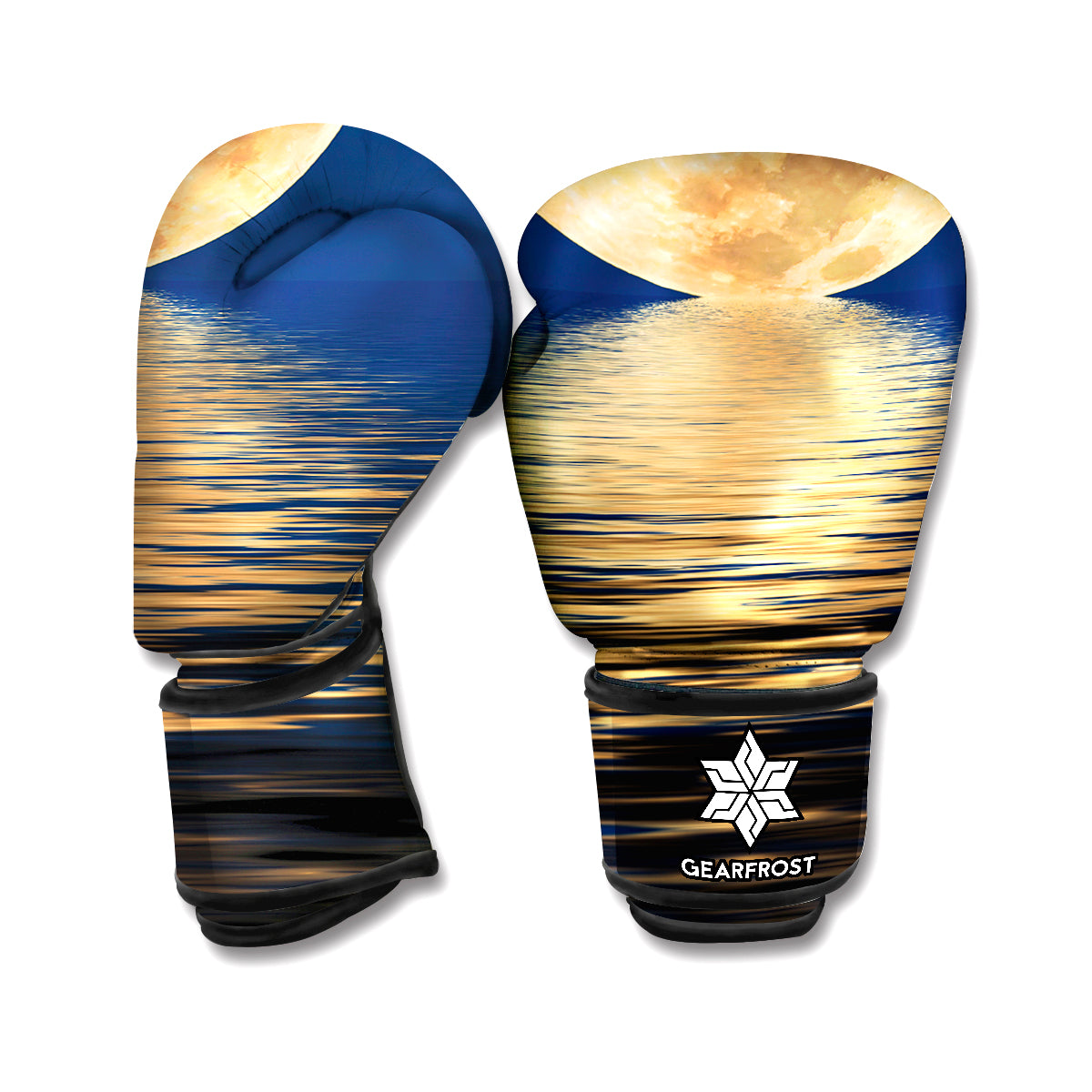 Moonlight On The Sea Print Boxing Gloves