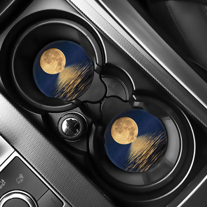 Moonlight On The Sea Print Car Coasters