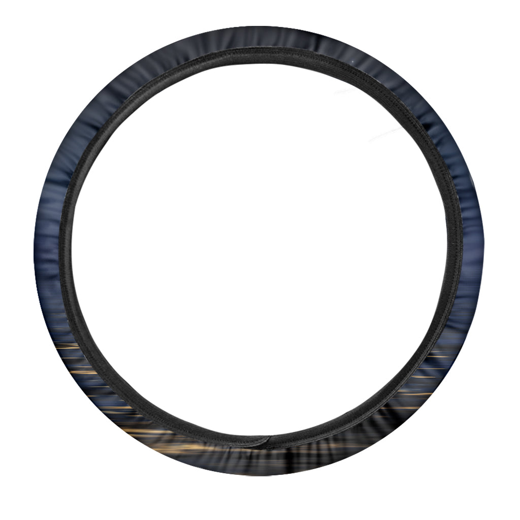 Moonlight On The Sea Print Car Steering Wheel Cover
