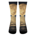 Moonlight On The Sea Print Crew Socks