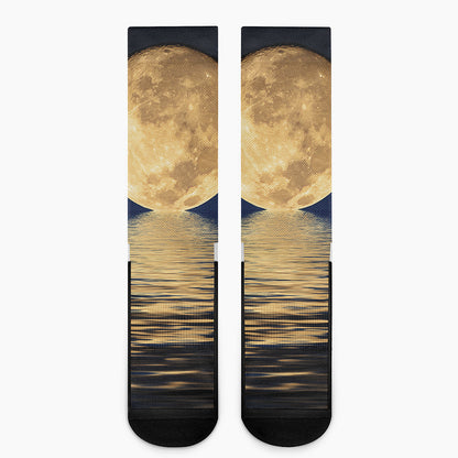 Moonlight On The Sea Print Crew Socks