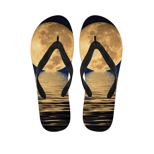 Moonlight On The Sea Print Flip Flops