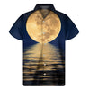 Moonlight On The Sea Print Men's Short Sleeve Shirt