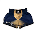 Moonlight On The Sea Print Muay Thai Boxing Shorts