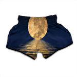 Moonlight On The Sea Print Muay Thai Boxing Shorts